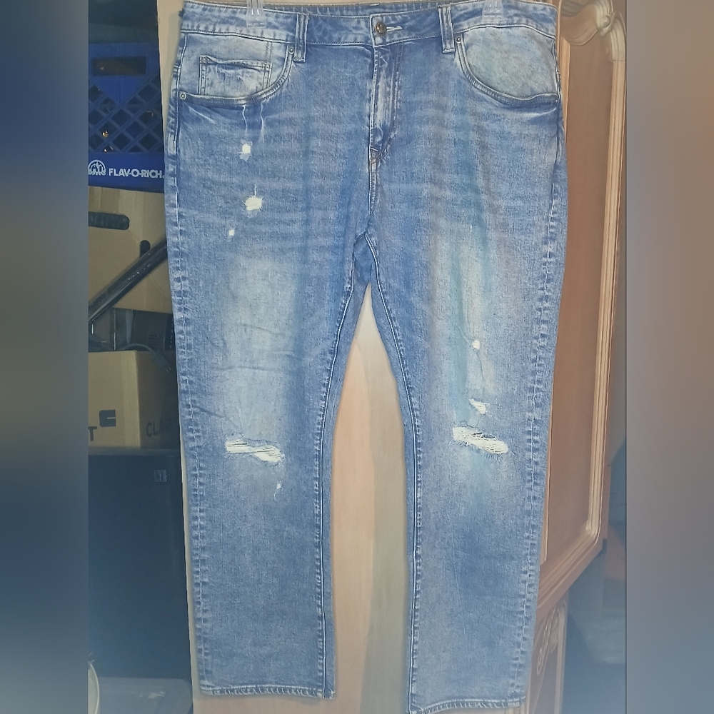 Distressed Blue Jeans